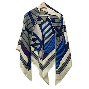 HERMES Bolduc AU Cream Gray Multi Scarf bran-478-090825